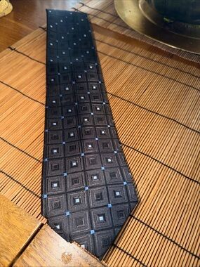 Michael Kors Black Tie with Light Blue Square Accents